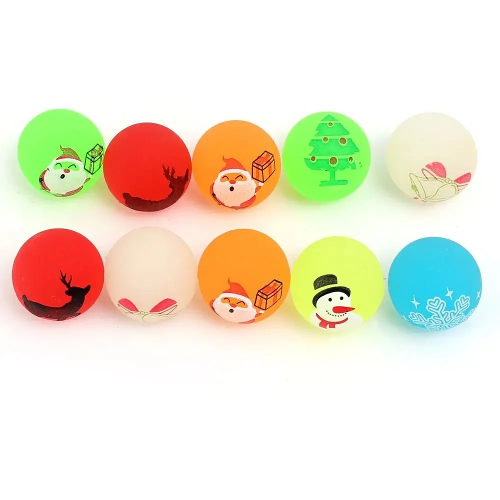 10 unids/set que brilla en la oscuridad, pelota elástica de Navidad, juguetes de Navidad, pelota de salto sólida, pelota hinchable luminosa, pelota elástica aleatoria