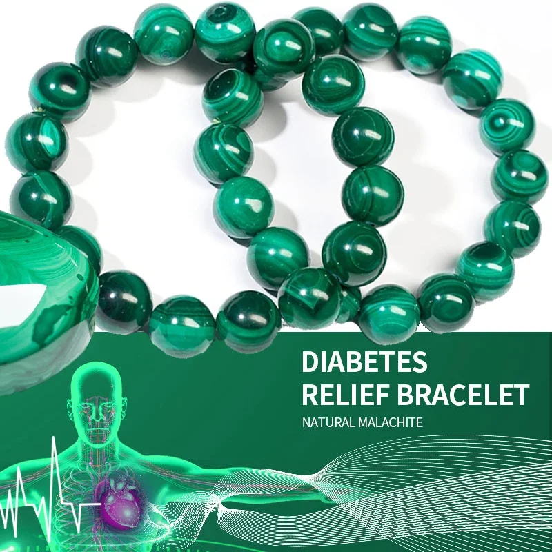 Chrysocolla Malachite Bracelets for Women Men Natural Stone Beads Yoga Bracelet Round Shape Diabetes Relief Bracelet Jewelry