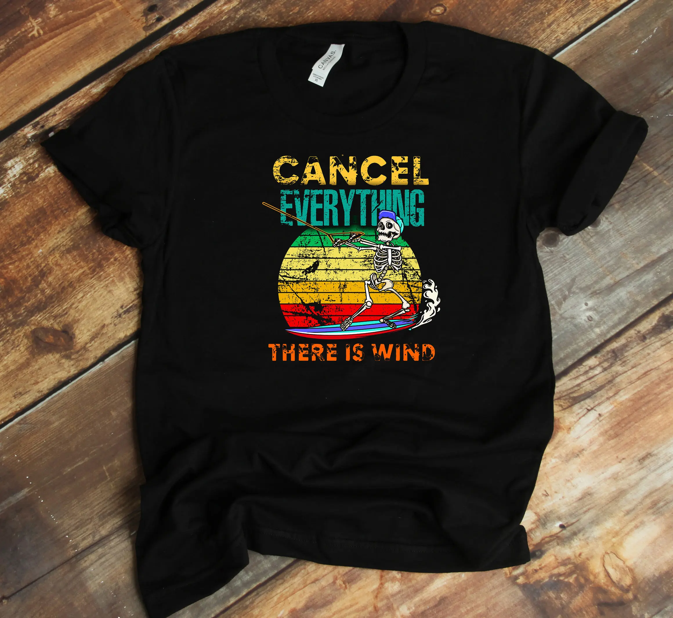 Kite Surfer T Shirt There Is Wind Retro Sunset Funny Kiteboarding Lover