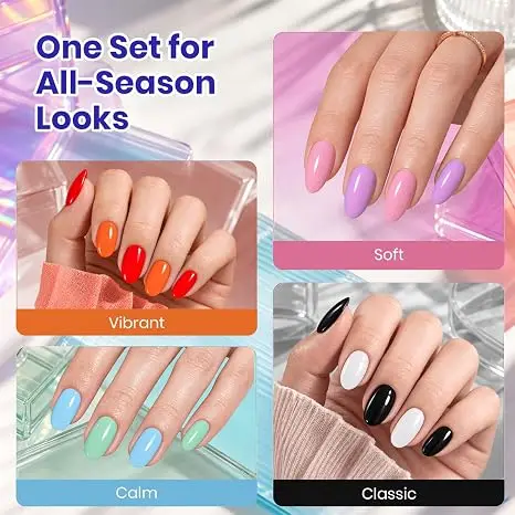 Beetles 20 Colors Gel Nails Polish Set Cat Eye Beauty Art Daily Pop Nude Paradise Solid-Color Gel and Sheer-color Gel with Base Glossy Matte Glitter Top Coat Nails Glue Supplies Tools Pink Nails