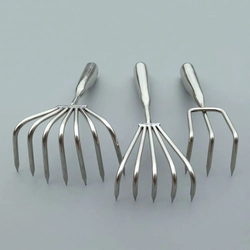 

3/5 Claws Garden Hand Rake Manual Stainless Steel Small Leaf Rakes Gardening Tool Durable Weeding Removal Puller Loosening Soil