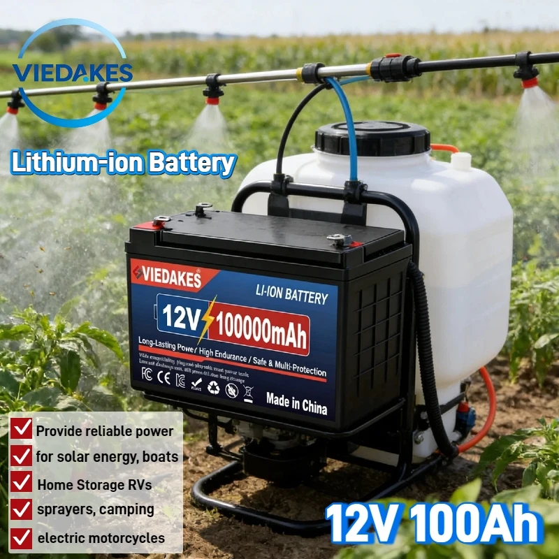 

12V LiFePO4 Battery 100Ah Rechargeable - Low Temp Protection for Electric Wheelchair Camping RV Solar Boat Sprayer