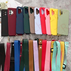 Crossbody Lanyard Neck Strap Cord Case For Samsung Galaxy S24 S23 S21 FE S22 Ultra A54 A14 A54 A13 A53 A33 Matte Silicone Cover