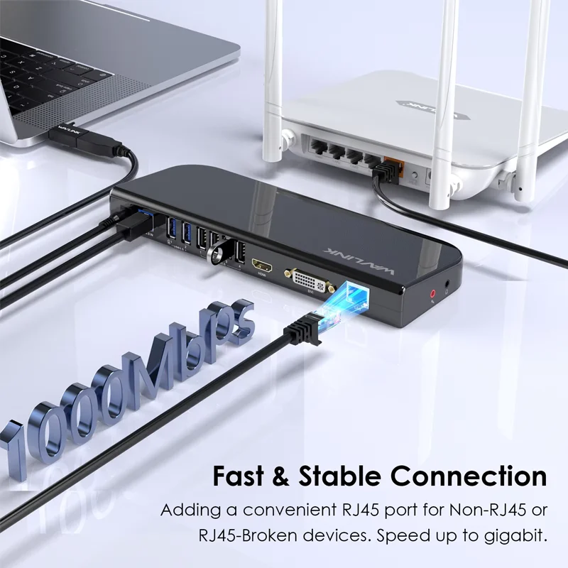 Wavlink-ユニバーサルドッキングステーション,USB 3.0, 13 in 1, USB-C