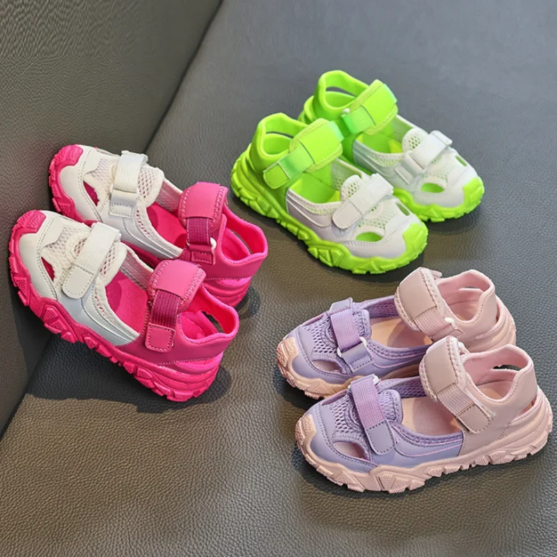 Children Sport Sandals for Girls Mesh Breathable Boys Sneaker Casual Beach Shoes Fashion Hollow Out Non-slip Flat Tenis Feminino