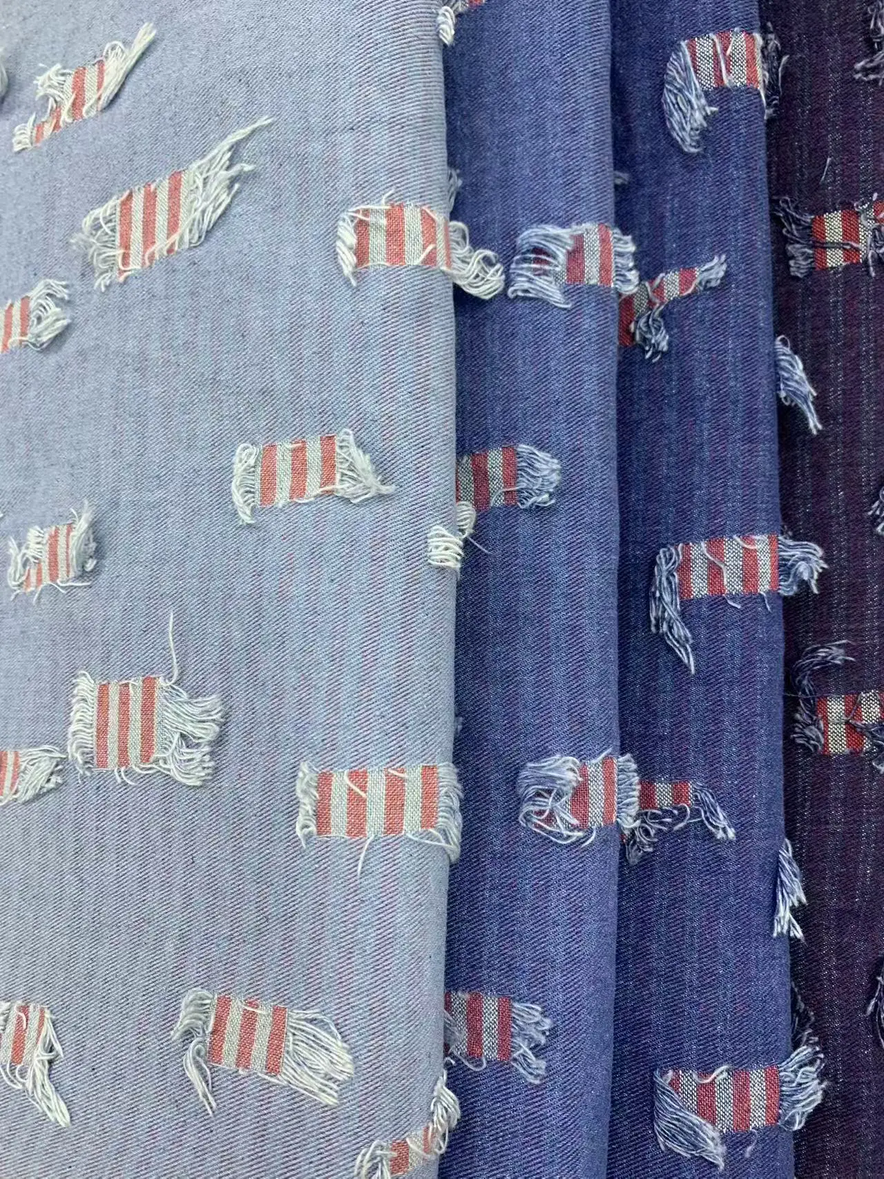 Colorful Patterned Washed Denim Fabric Geometric Pattern Soft Wearable Sewing Material for Dresses Bags Pants Hats Textile Cloth