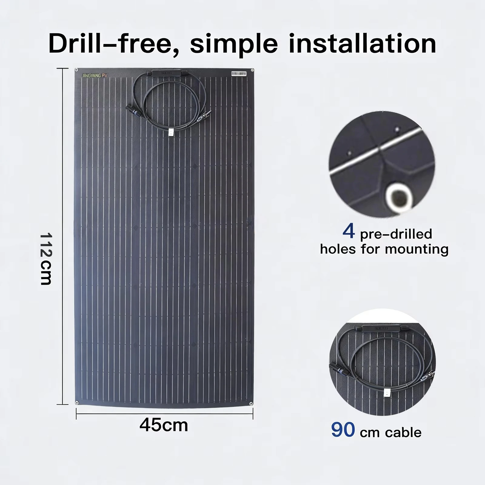 100W 200W ETFE Flexibles Solarpanel, 18V Effizientes Tragbares PV-Modell, Biegbares Monokristallines Solarpanel für Wohnmobile, Boote, Camping – Detail 3