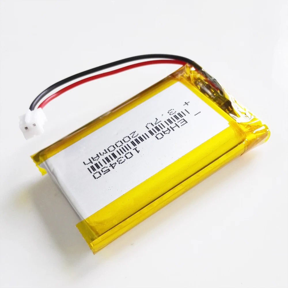 3.7V 2000mAh litowo-polimerowa LiPo akumulator + JST PH 2.0mm 2PIN wtyczka do DVD PAD kamera GPS głośnik laptop 103450