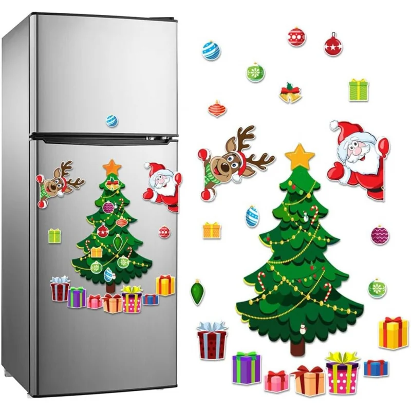 Santa Reindeer Holiday Magnets Magnetic Christmas Tree - For Refrigerator Door Decor With Festive Fridge Metal Garage Stickers