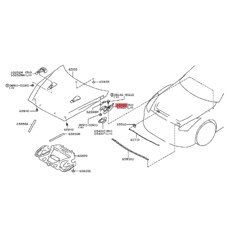 

A30F-1Pair Front Bonnet Hood Hinge 65401-JF00B 65400-JF00B For Infiniti Q50 Q60 Q70 Q70L 2014-2018 Hood Pivot Swivel Assembly