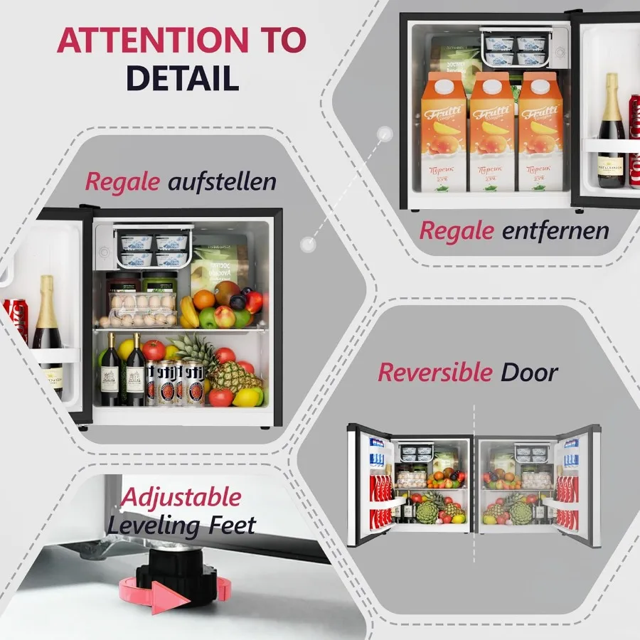 Mini réfrigérateur compact de 1,7 pi3, avec congélateur et porte réversible simple, pour chambre à coucher, dortoir, bureau, Thermostat d'énergie réglable