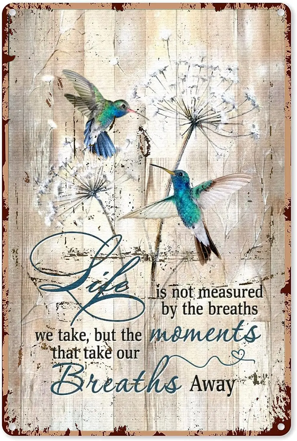 Hummingbird Dandelion Metal Signs Vintage Room Decor Life Is Not Measured By The Breaths Posters Club Home Farm Wall Decor  sign