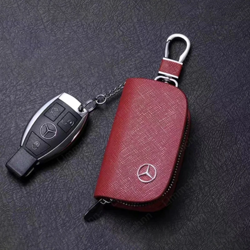 

For Mercedes Benz AMG W212 W204 W211W168 W213 W205 W210 W108 GLA CLA GLC ML Leather Car Key Case Full Cover Protection Shell Bag