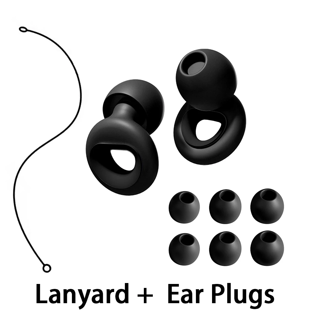 Silicone Lanyard Noise Cancelling Earplugs Reusable for Musicians Motorcycles Sleeping Work - Noise Filtering Reduction