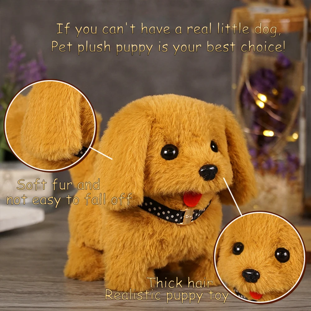 Schattige Realistische Elektrische Kleine Puppy Pluche Speelgoed Simulatie Husky Tedd Hond Walk Blaf Kwispelende Staart Knuffel Pop Kinderen Cadeau