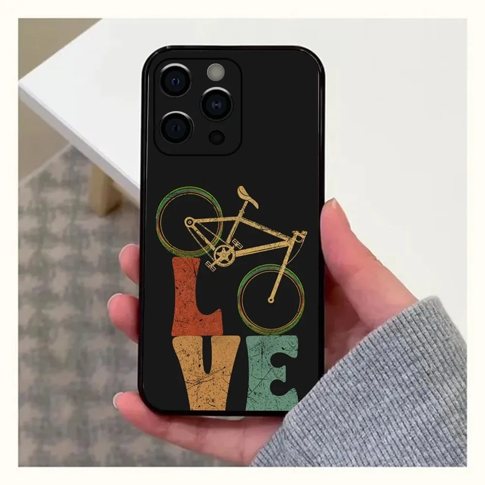 Road Bike Cyclist Cycling Phone Case For Apple iPhone 15,14,13,12,11,Pro,X,XS,Max,XR,Plus,Mini Soft Black Cover