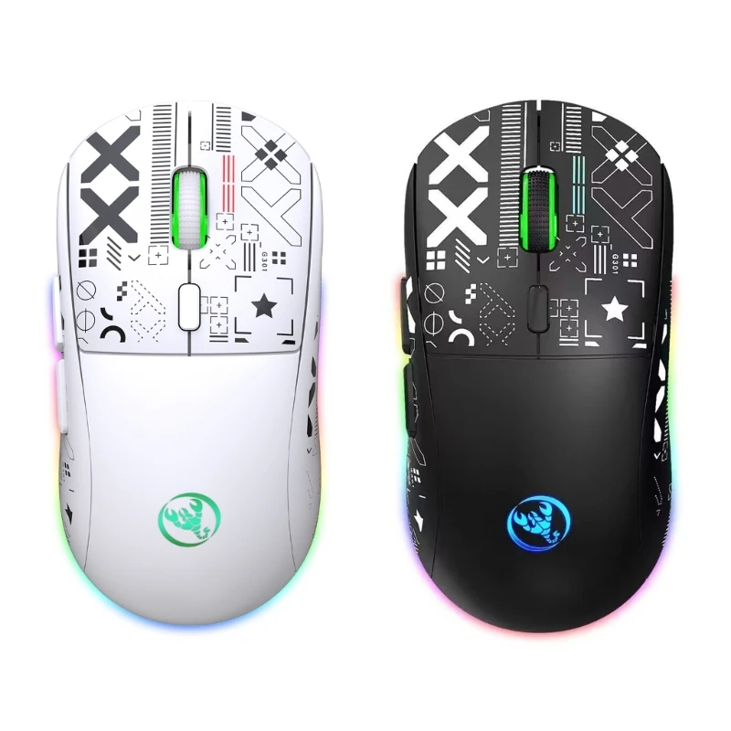 Bluetooth-compatible 2.4G- Wireless Mouse RGB Light For Computer Laptop Pad-Mice