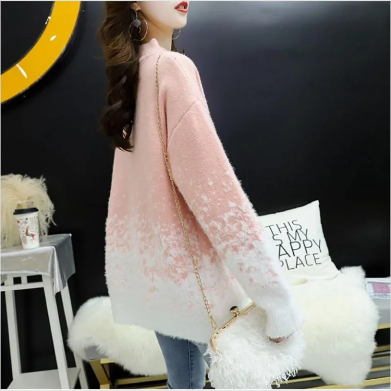 Christmas Loose Sweaters Women Thick Snowflake Knitted Pullovers Winter Vintage Soft Warm Casual Female New Jumpers