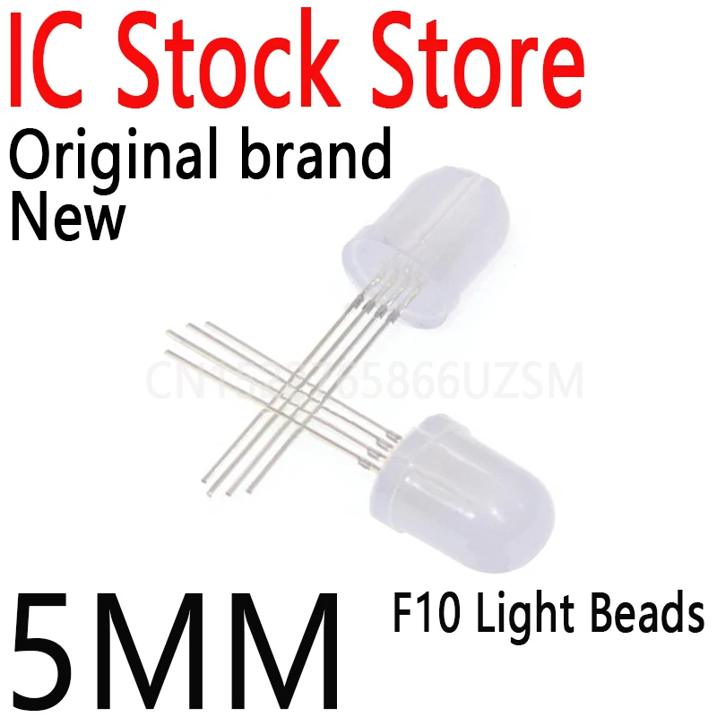 50PCS Full Color RGB Light-emitting Diode Three-color Red Green and Blue Multicolor Anode Cathode Round LED F10 Light Beads 5mm