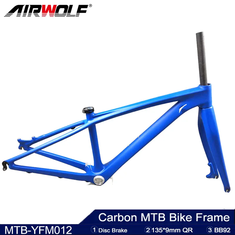 Airwolf 26ER Carbon XC MTB Frame BB92 Carbon Bike Frame 26 Mountain Bicycle Frame 135*9mm Carbon Disc Brake Bike Frameset