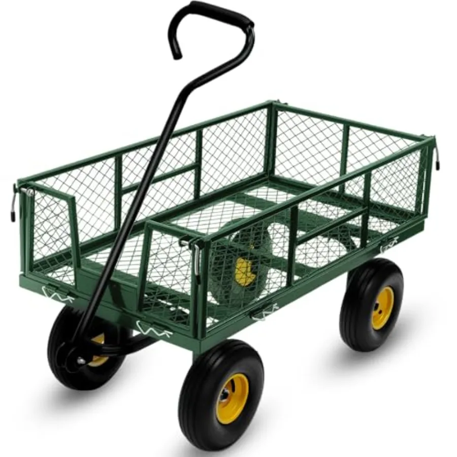 

Стальная садовая тележка 2-в-1, усиленная, грузоподъемность 408 кг, с откидными сетчатыми бортами для переоборудования в платформу, 240 U-Turn 10