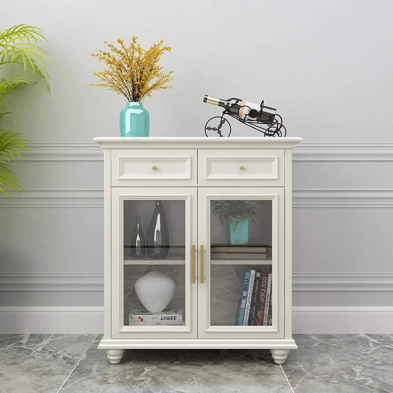 

American side cabinet solid wood light luxury high-end locker wine cabinet high-end dining room living room home storage locker