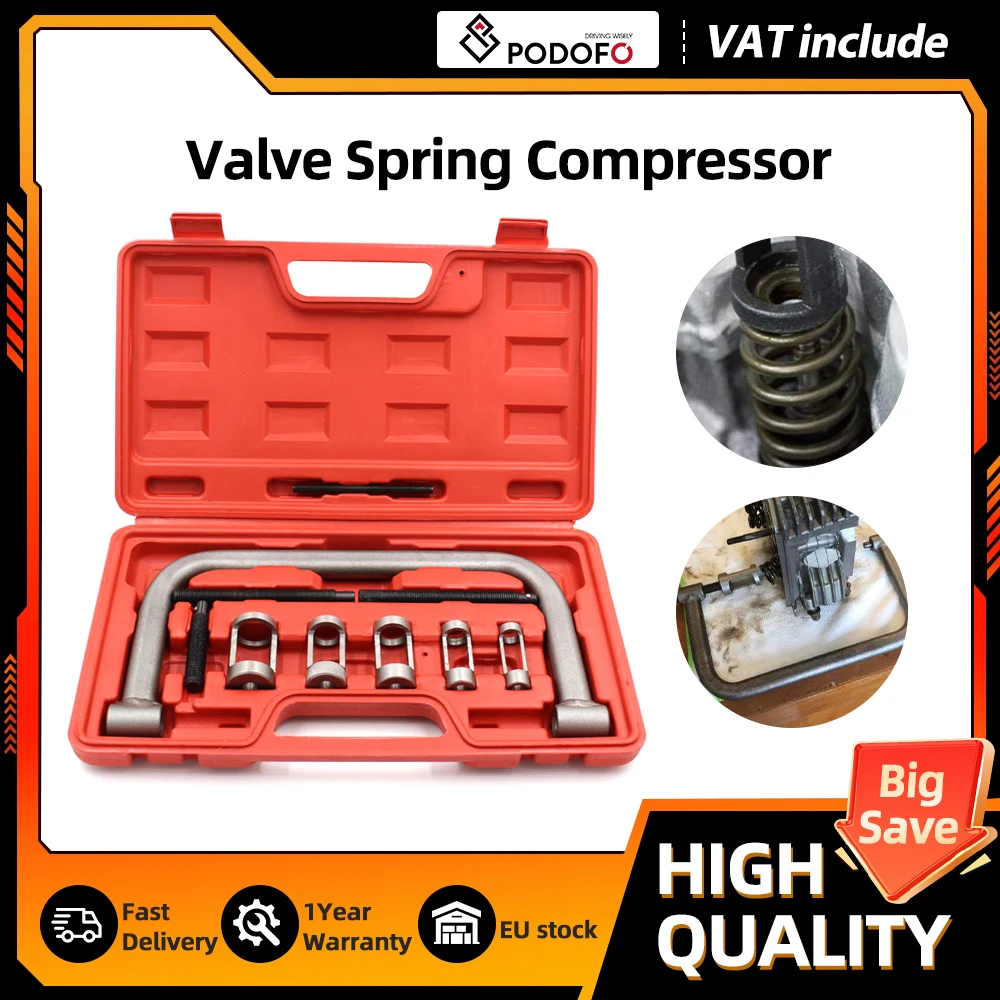 Kit de compresseur de ressort de soupape Podofo avec pince en C, outil de démontage et d'installation de soupapes de moteur pour réparation automobile