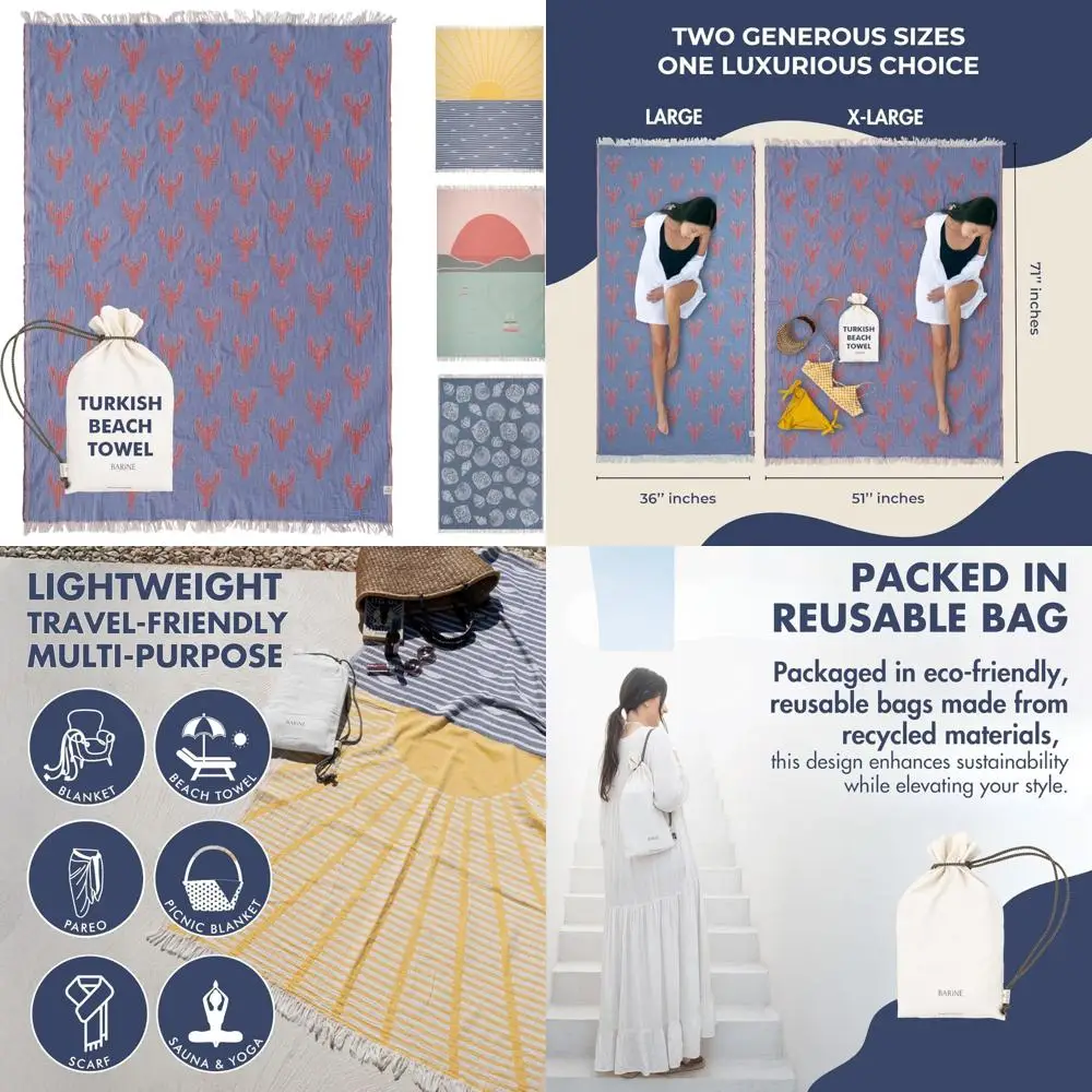 منشفة شاطئ سريعة الجفاف مقاس XL - مقاس 51 × 71 بوصة | ضروري لأيام الشاطئ الخالية من الرمال | مناشف كبيرة للاستمتاع بالشاطئ #1