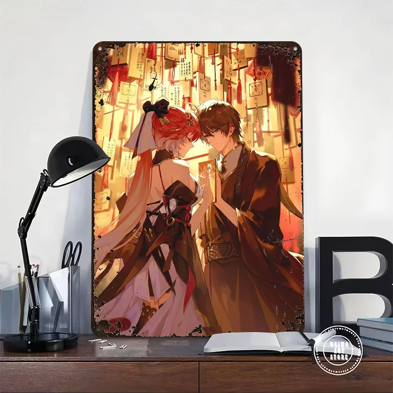 Wuthering Waves Changli and Rover Tinplate Poster Custom Wall Art Vintage Metal Signs Retro Tin Plaque for Home Decor Items Room