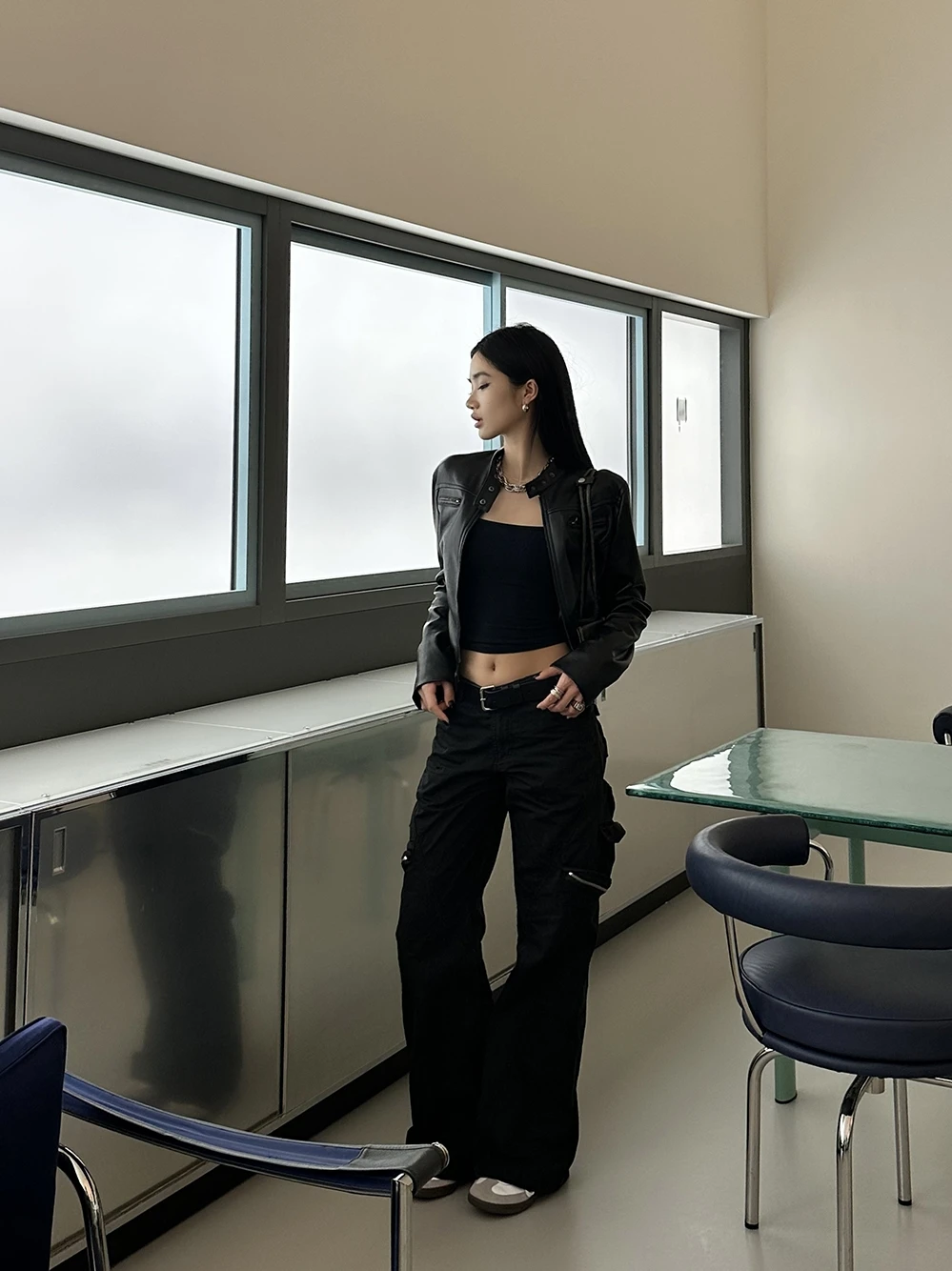 Milui Retro American Cool Girl Zipper Sve Colletto alla coreana Slim Fit Biker Pelle Jaet Capispalla da donna Bla Classic Sle