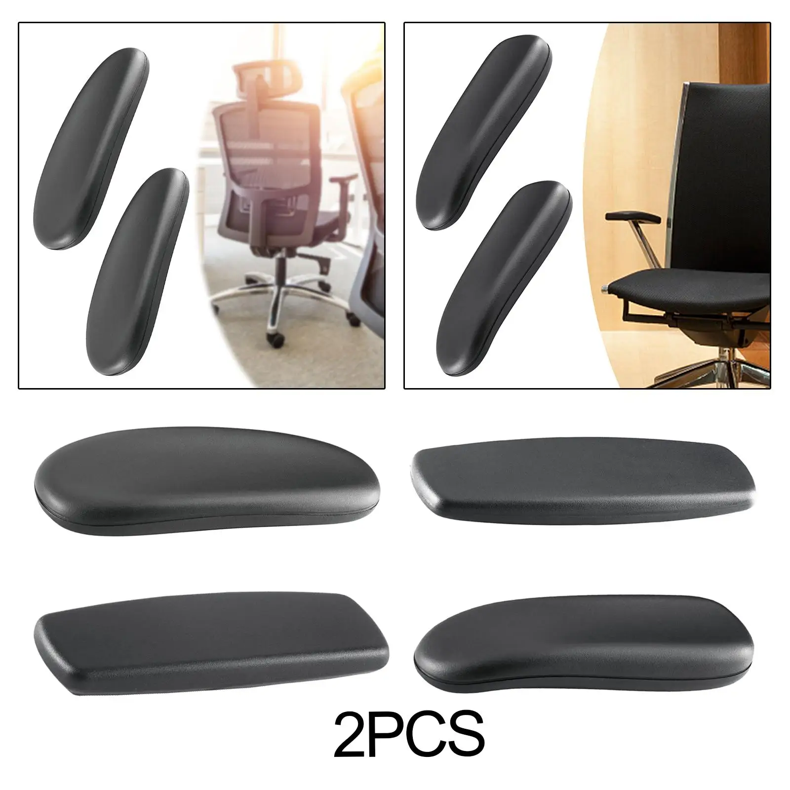 2 ชิ้นเก้าอี้เล่นเกม Armrest Pads เปลี่ยนติดตั้งง่าย Simple Line อุปกรณ์เสริมหนัง PU สีดํา Universal