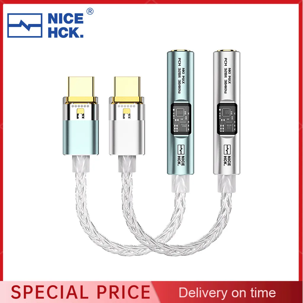 

NICEHCK NK1 MAX Кабель-адаптер декодирования Посеребренный OCC Type-C с разъемом 3,5 мм CX31993 + MAX97220 Конвертер микросхем ЦАП