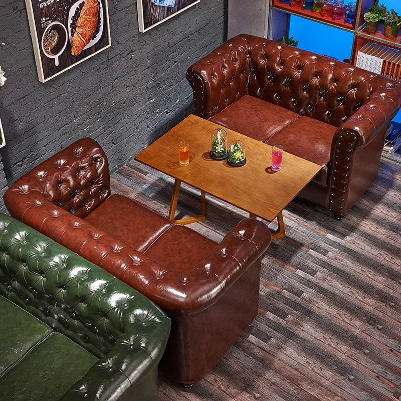 Sofá de bar, retrô, cafeteria, combinação de mesa e cadeira de loja de chá e leite