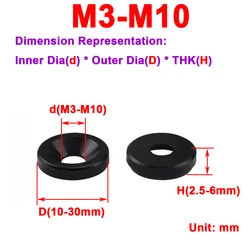 POM Sai Steel Nylon Plastic Concave Hole Fish Eye Wear Resistant Insulation Thickened Black Washer M3M4MM5M6