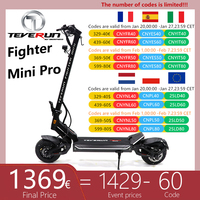 EU Stock Teverun Fighter Mini Pro Smart Electric Scooter 60V 25Ah Smart BMS Battery 1000W*2 Motor 65KM/H Speed Kickscooter