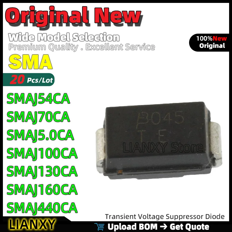 20pcs SMA SMAJ54CA SMAJ70CA SMAJ5.0CA SMAJ100CA SMAJ130CA SMAJ160CA SMAJ440CA Transient Voltage Suppressor Diode New Original