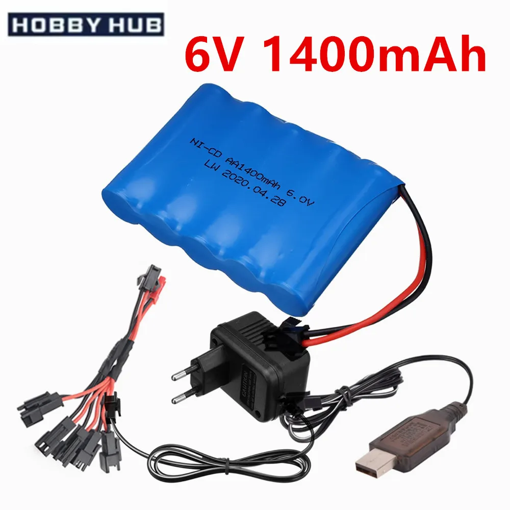 Batería NI-CD AA de 6V y 1400mah para control remoto, juguetes eléctricos, coches, pistolas, barcos, tanques, camiones, robots, repuestos de juguete con SM-2P