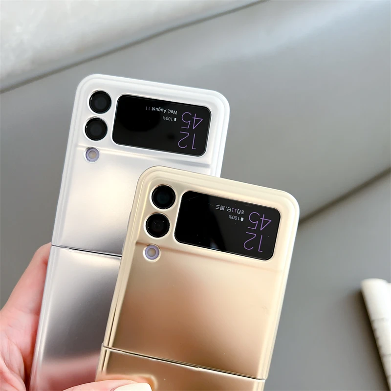 Luxury Metal Plating Gold Silver Soft Silicone Phone Case Cover For Samsung Galaxy Z Flip 3 4 Flip4 ZFlip3 5G Shockproof Funda