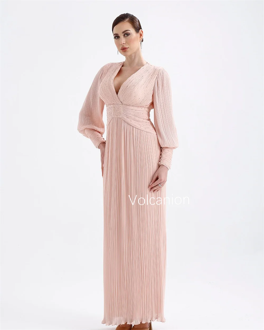 Vestidos midi con cuello en V rectos y plisados de gasa personalizados para ocasiones a medida, fiestas, informales, tamaños simples disponibles