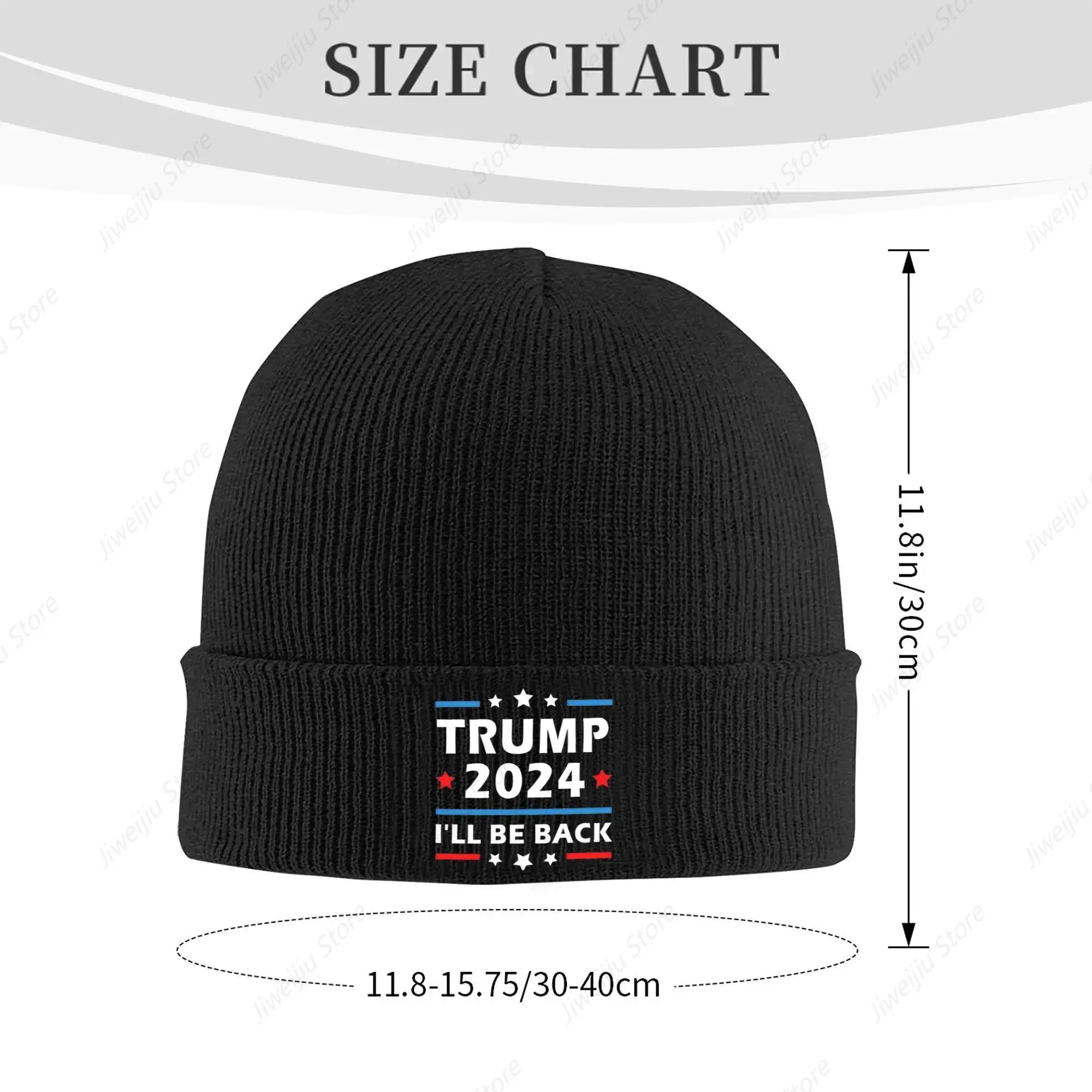 I'll Be Back Trump 2024 Knitted Hat Beanie Winter Hat Warm Acrylic  Hip Hop  Cap for Men Women Gifts