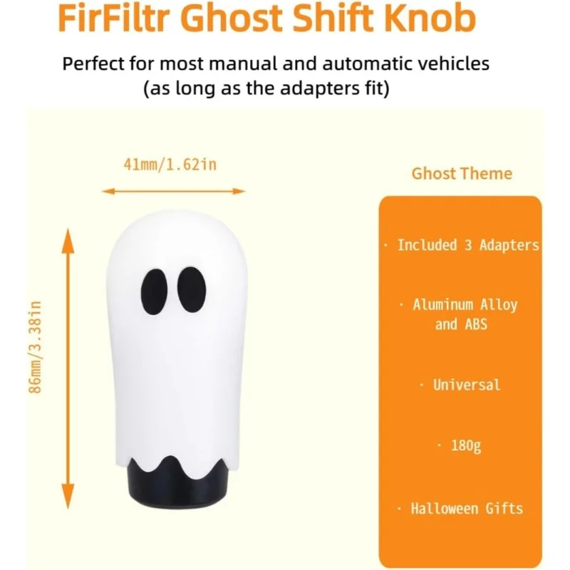Universal Ghost Gear Shift Knob Fits for Most Vehicles Spooky Car Accessories Funny Gear Shifter Handle On Halloween