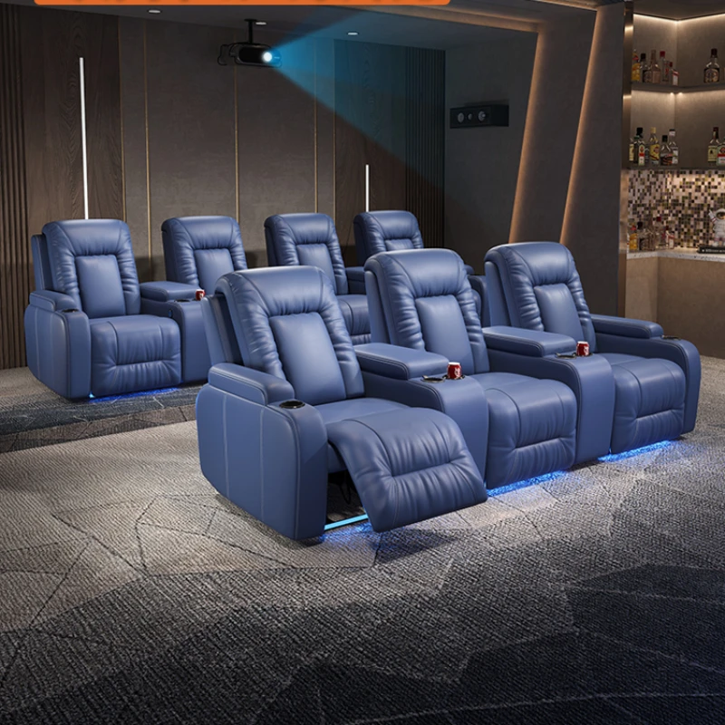 Villa viewing electric sofa leather private home theater audio-visual room video hall telescopic function seat