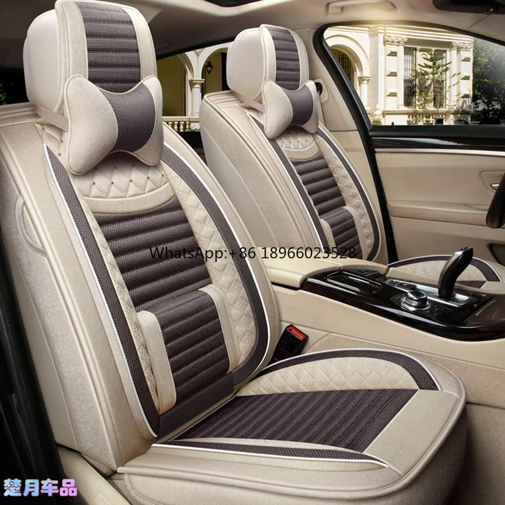 Luxury Universal Leather linen Auto Car Seat Cover full Seat Cover Cushion