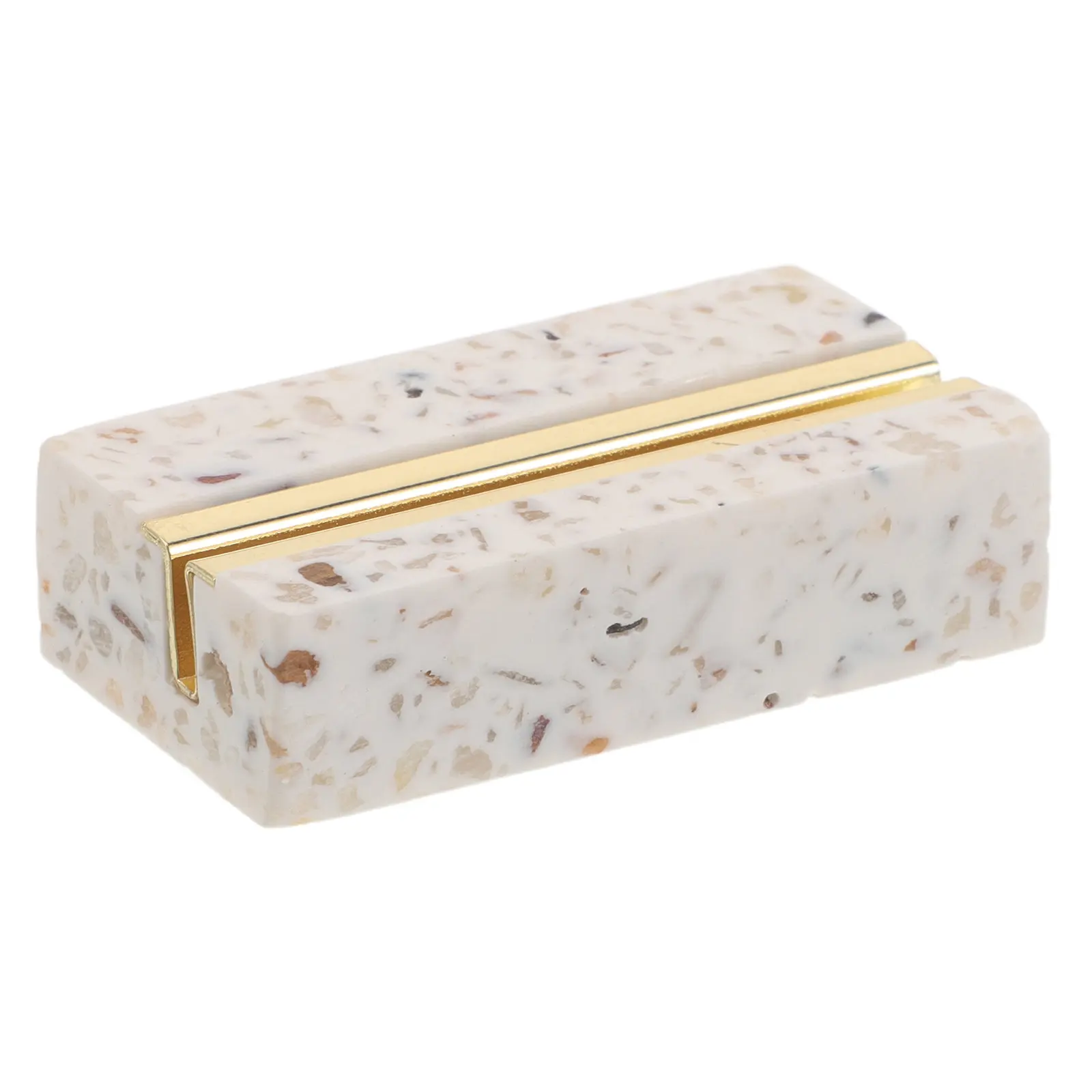 Marble Pattern Business Card Sand Resin Metal Table Sign Holder Restaurant Menu Holder Retail Price Tags Tabletop Display Rack
