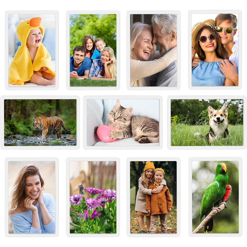 12Pcs Acrylic Magnet Picture Frames Home Office Storage Tools DIY Photoes Display Holder Blank Photo Frame Insert Fridge Magnets
