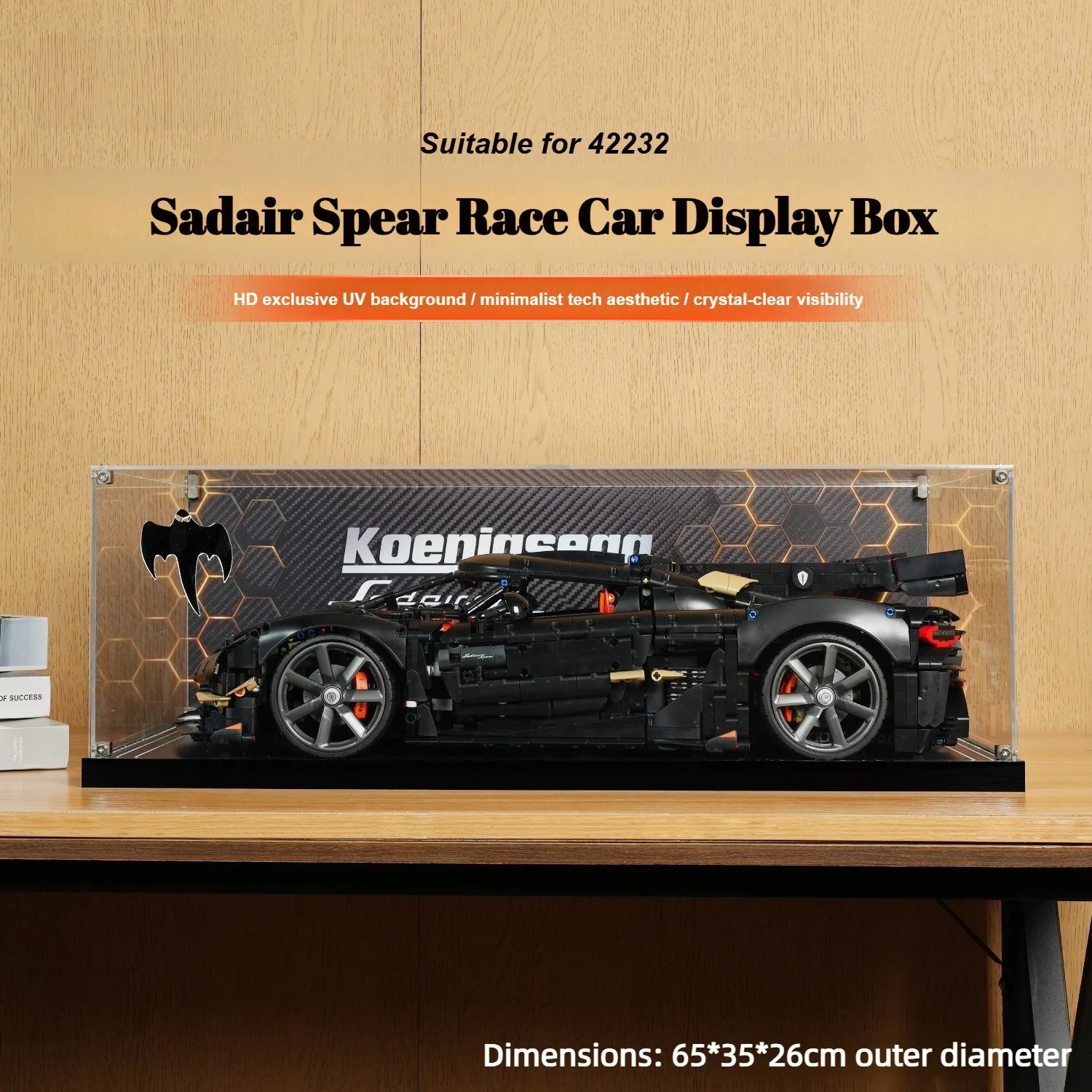 New 3mm Acrylic Dustproof Display Box for Lego 42232 Sadair's Spear Race Car Model ShowCase Storage Box(Lego Set not Included)