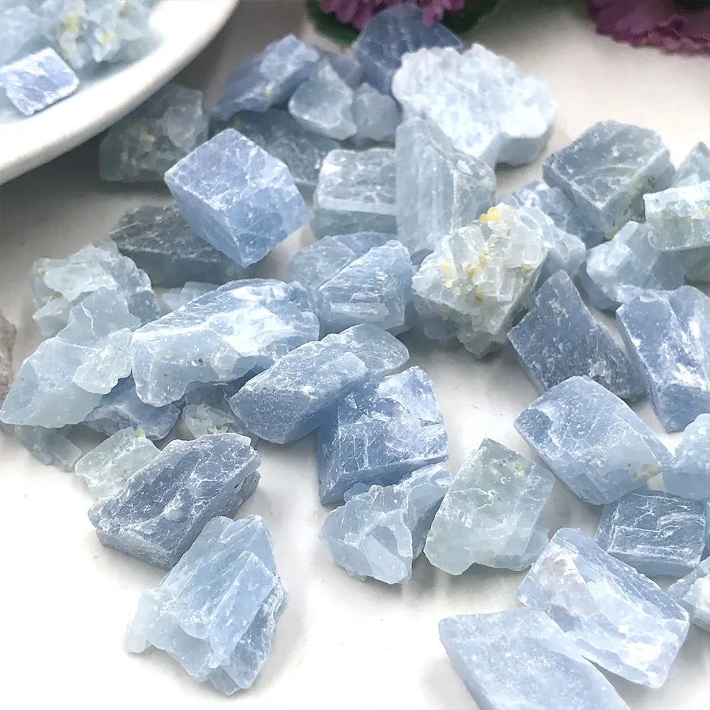 50g/Pack Bulk Natural Raw Blue Calcite Rough Stone Chip Quartz Crystals Rock Healing Reiki Mineral Aquarium Home Room Decoration