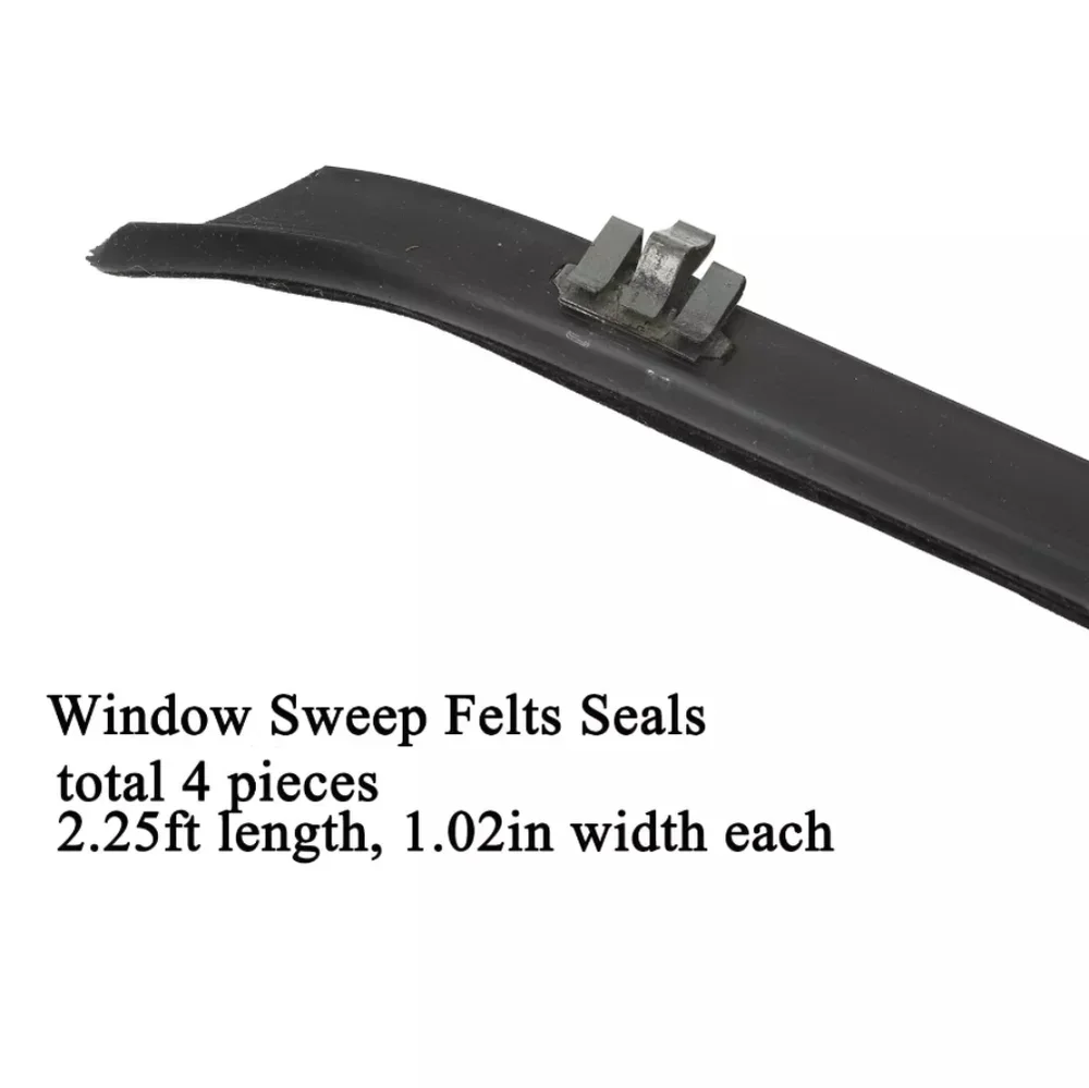 15569072 Front Door Window Run Sweep Felts Weatherstrip Seals Kit Set For 1989-1991 Chevy Suburban V1500 V2500 R1500 R2500 Black