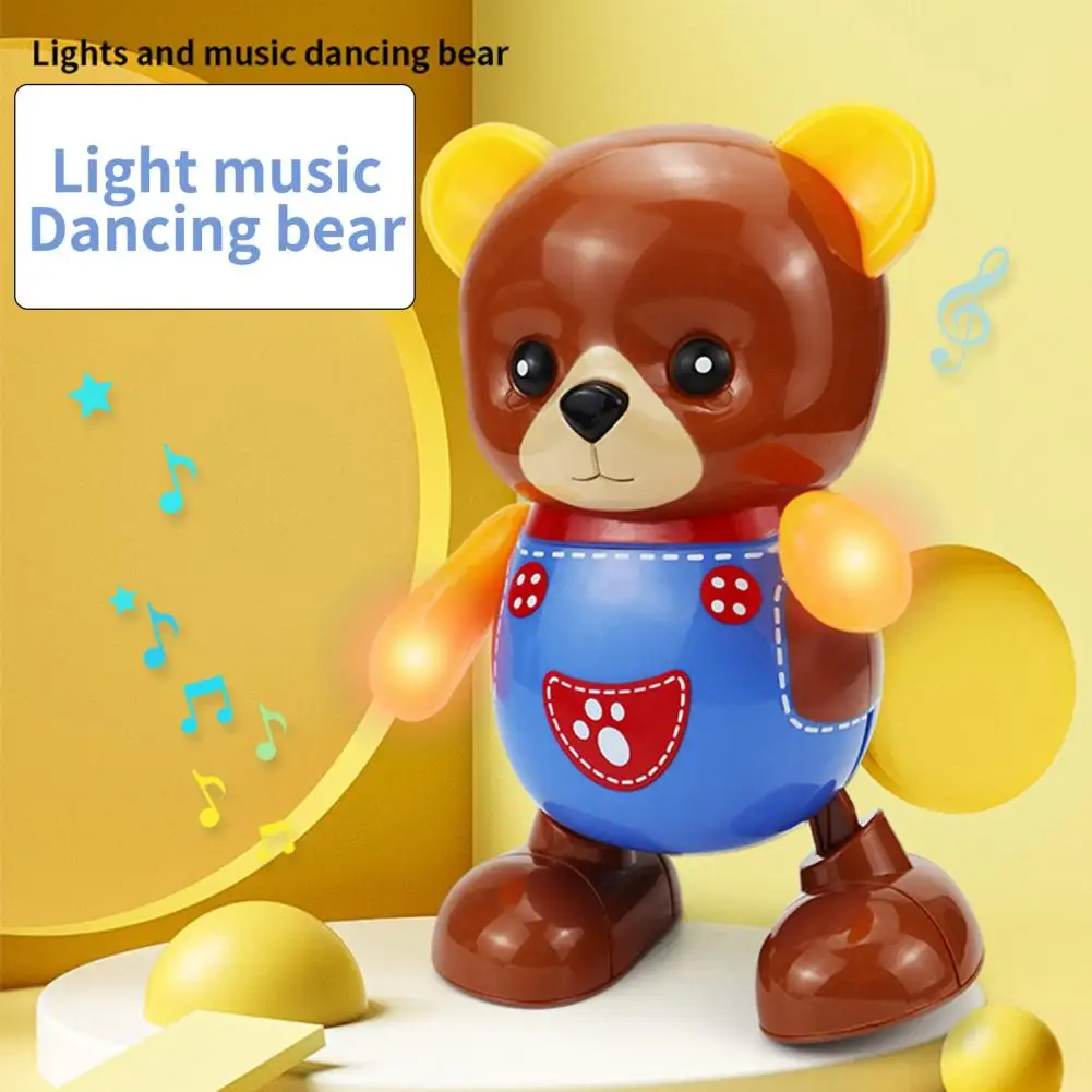 Funny Kids Toy Portable Baby Bear Toy Movable Dancing Bear Toy with Music Light  Intellectual Development