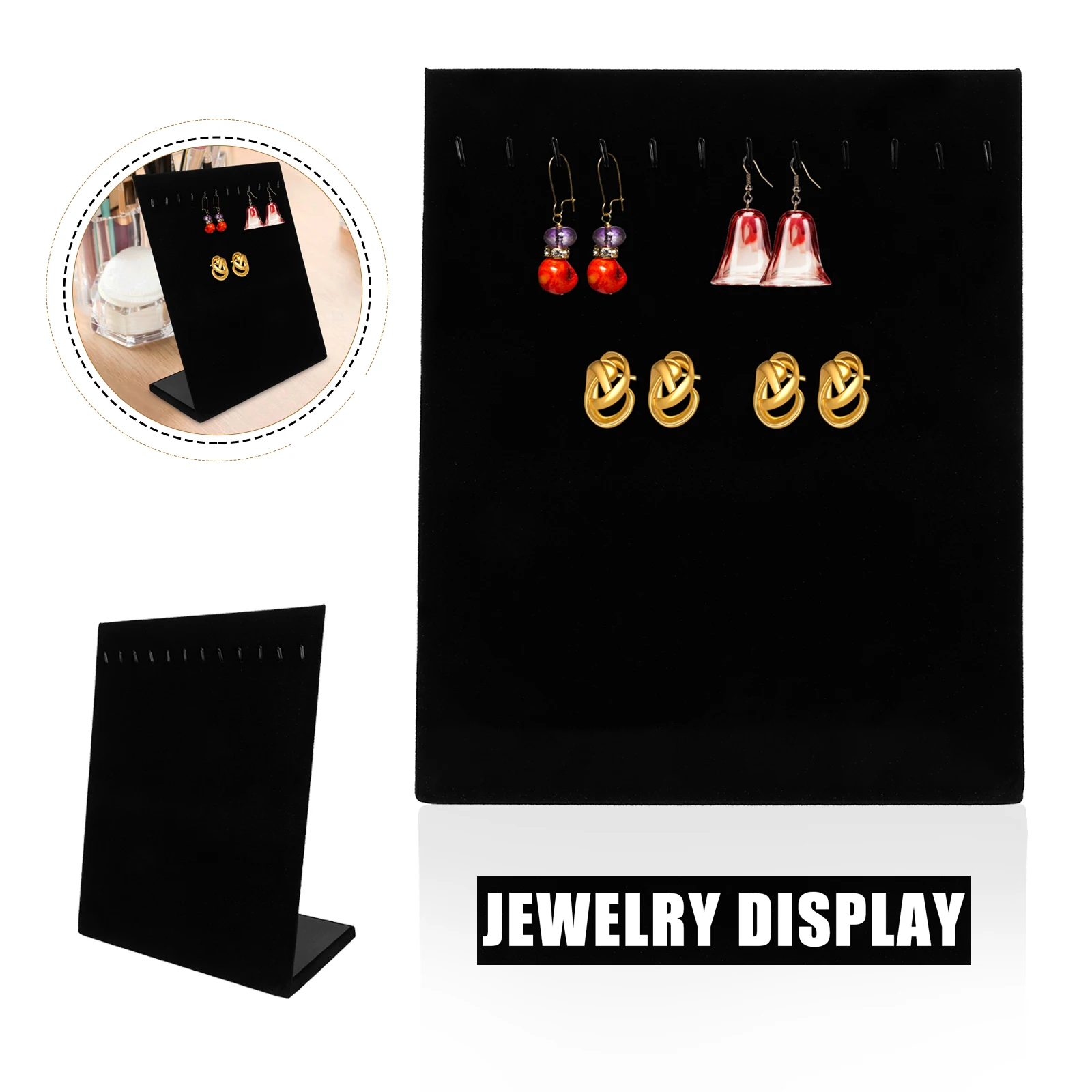 

2pcs L-Shaped Necklace Display Rack Jewelry Organizer Stand Suede Earring Ring Bracelet Holder Storage for Home
